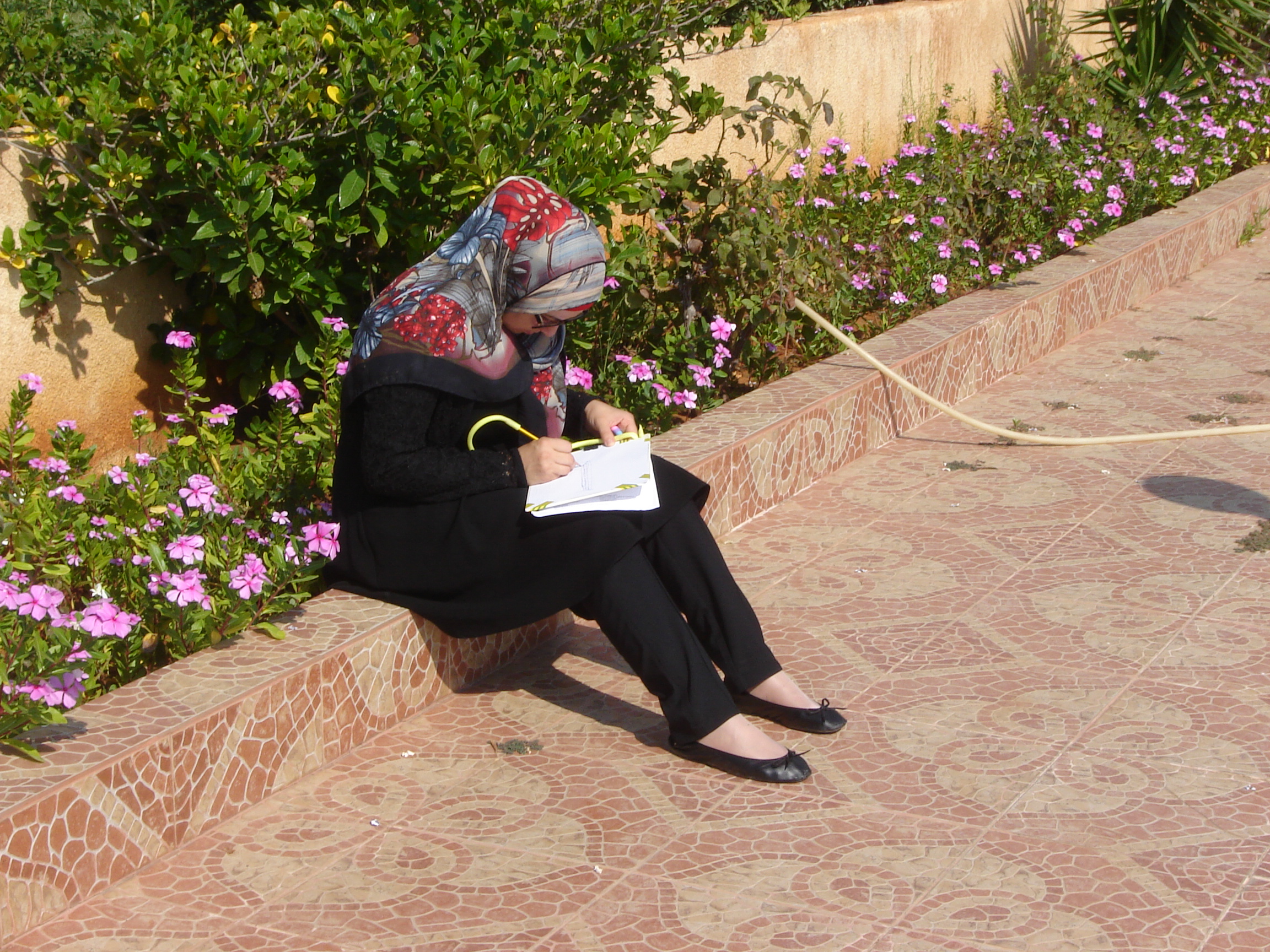 Dry practical recording exercise in the classroom's garden